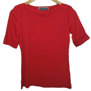 Karen Scott Boat Neck Top NWT Solid 3/4 Sleeve